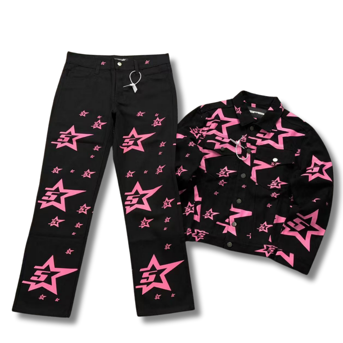 Spider Tracksuit denim black w pink