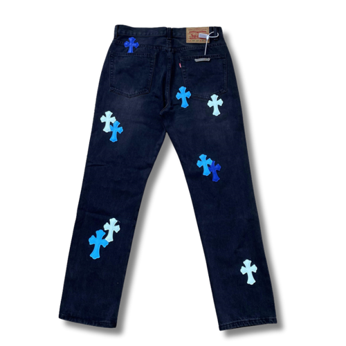 C hearts navy Jeans big cross