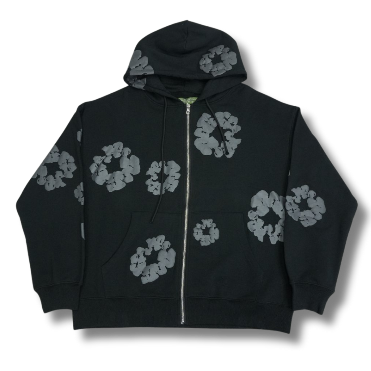 D Tears zip up Hoodie black w gray