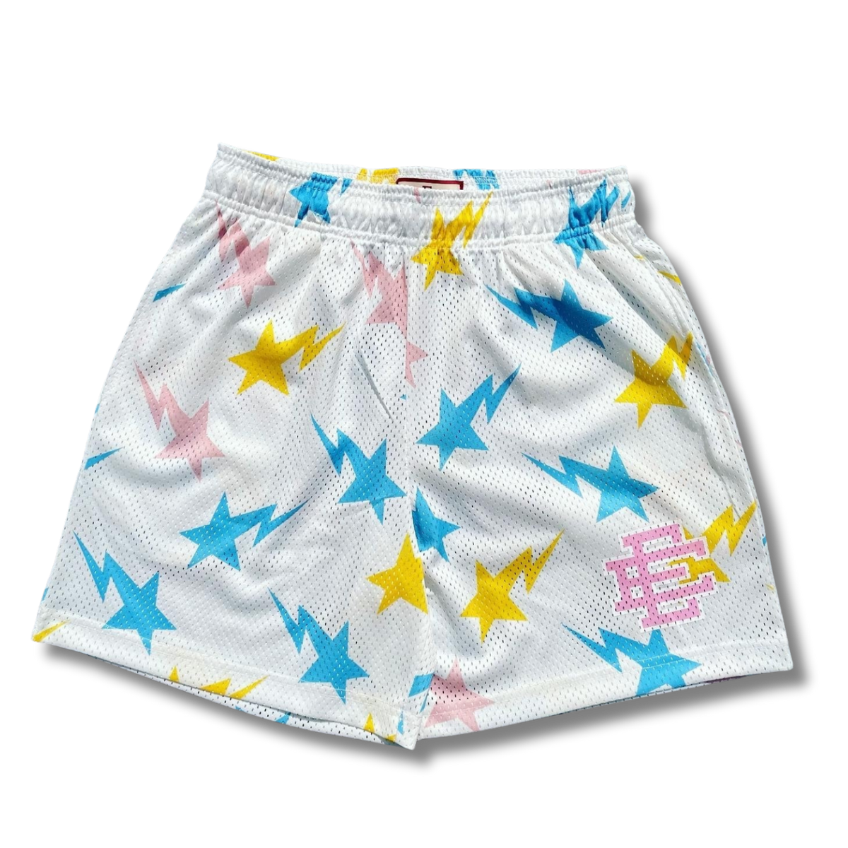 Eric E shorts x Bape Stars yellow w blue