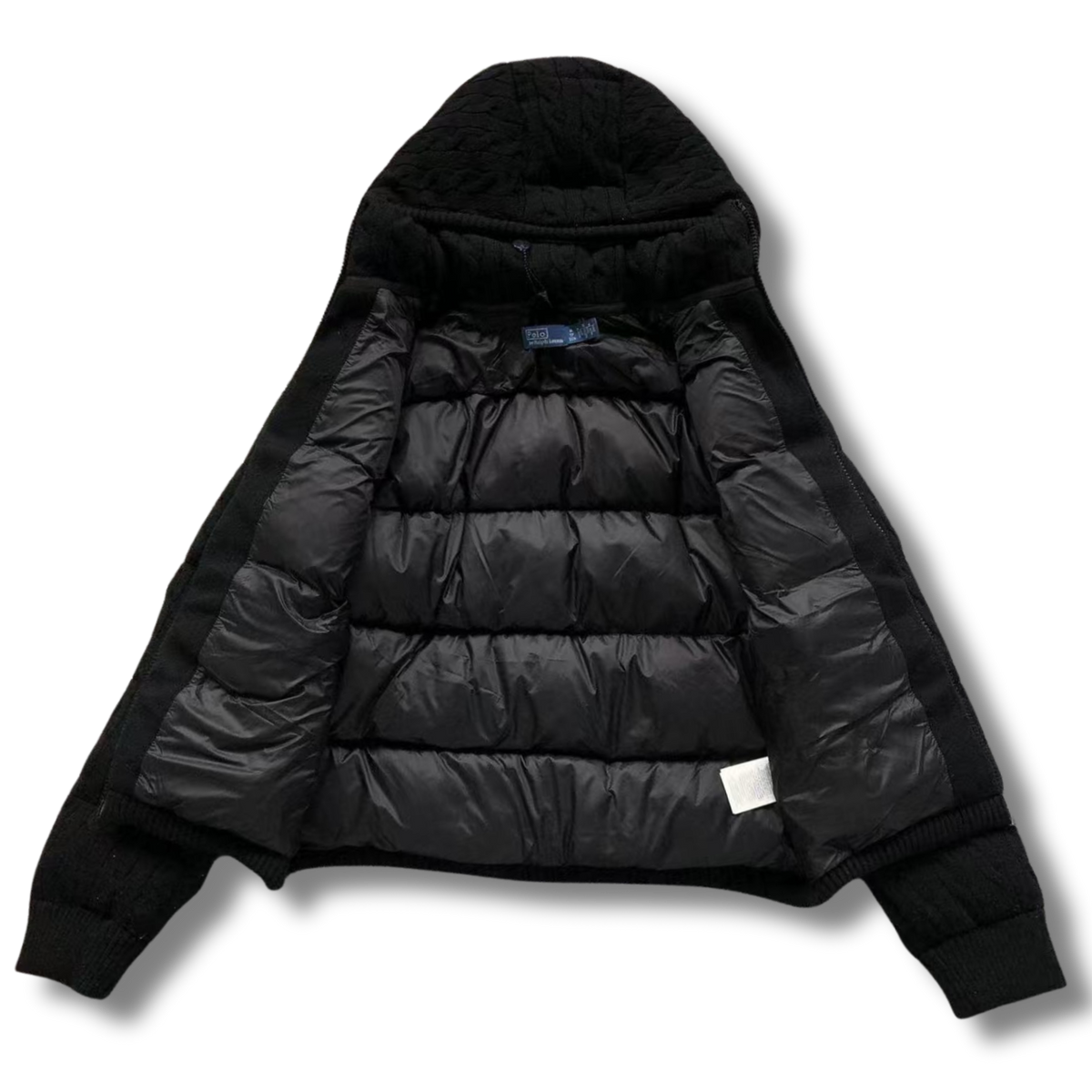 Ralph L Jacket Black w Cable Knit texture