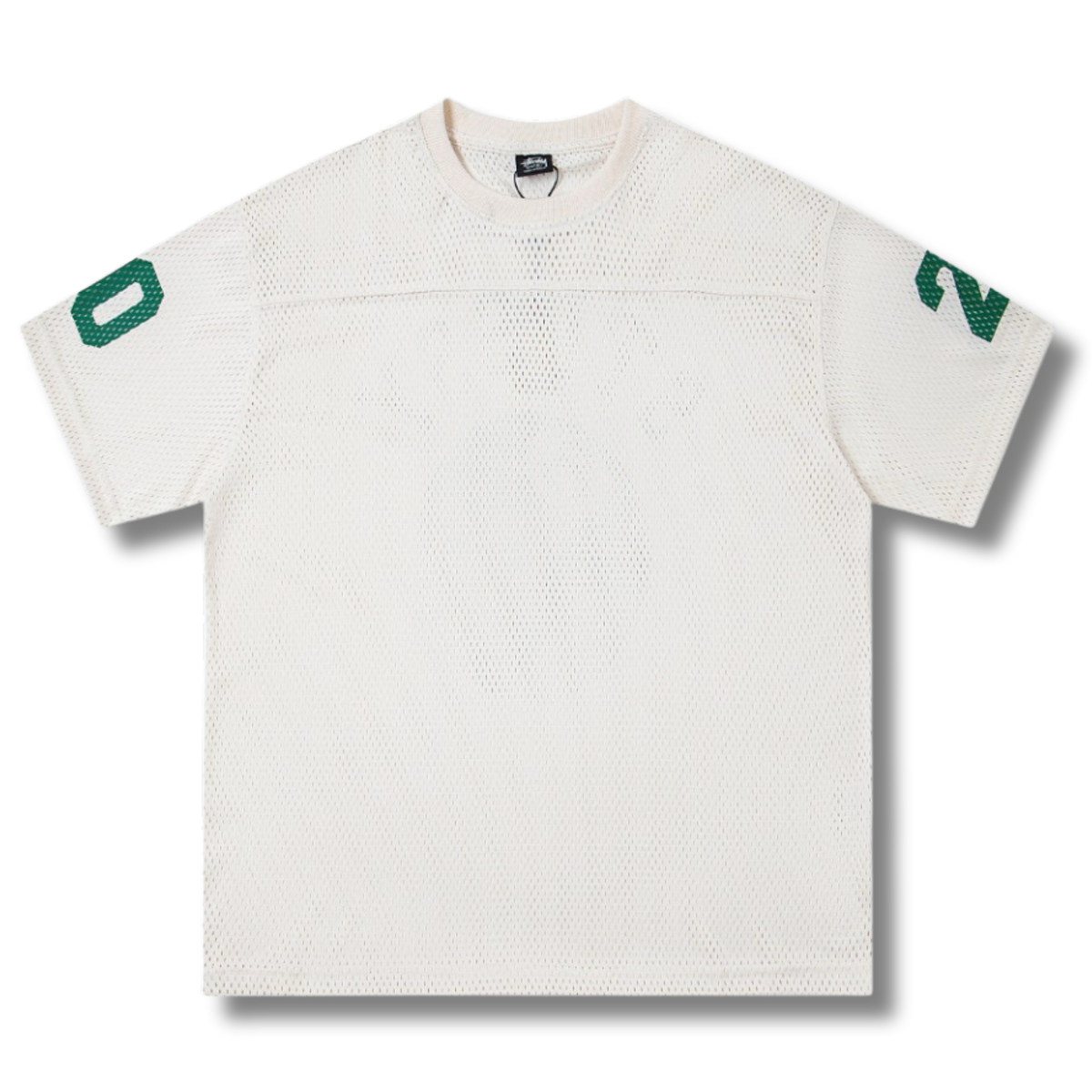 Stu T-shirt White w Green Mesh